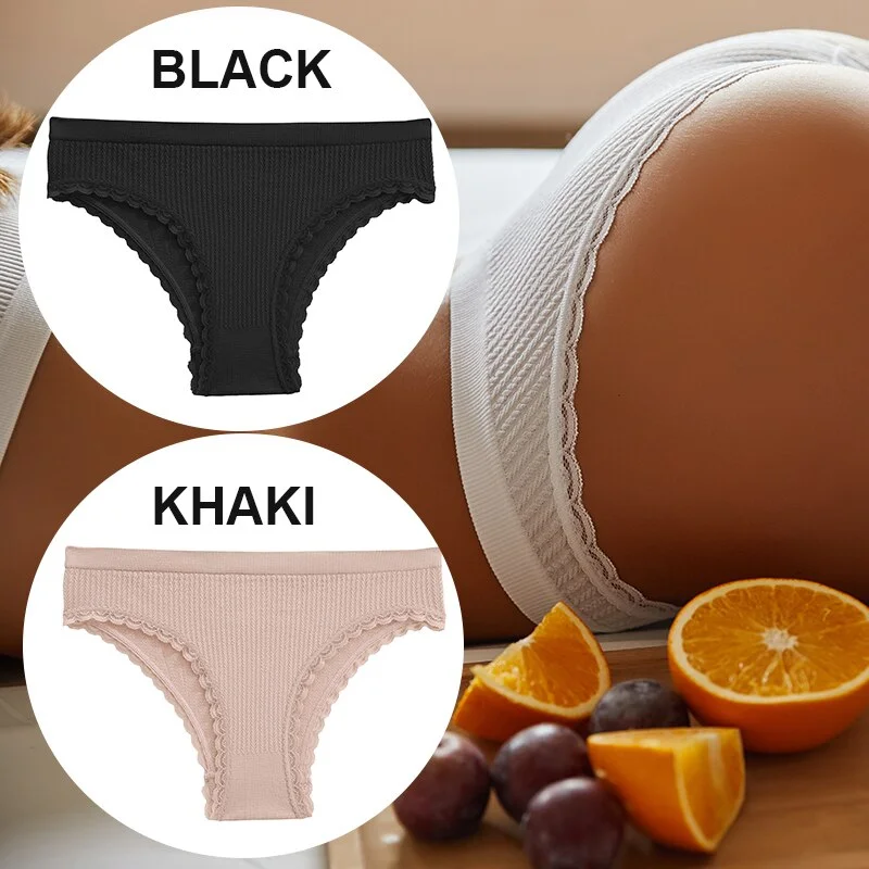 FINETOO 2PCS/Set Women Lace Seamless Sexy Panties 6 Solid Color Brazilian Panty Girl Briefs Lingerie Underpant M-2XL Underwear