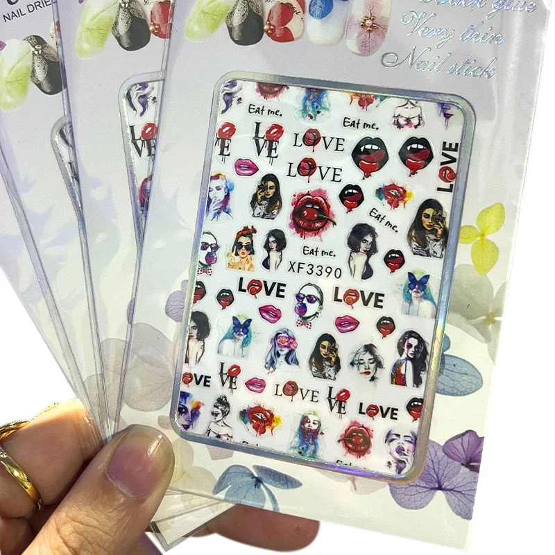 4PCS/Lot Pink Bule Butterfly Nail Stickers 3D Adhesive Transfer DIY Nail Art Decoration Manicure Salon Acrylic Tips Tool WG4365-Nail Inspo