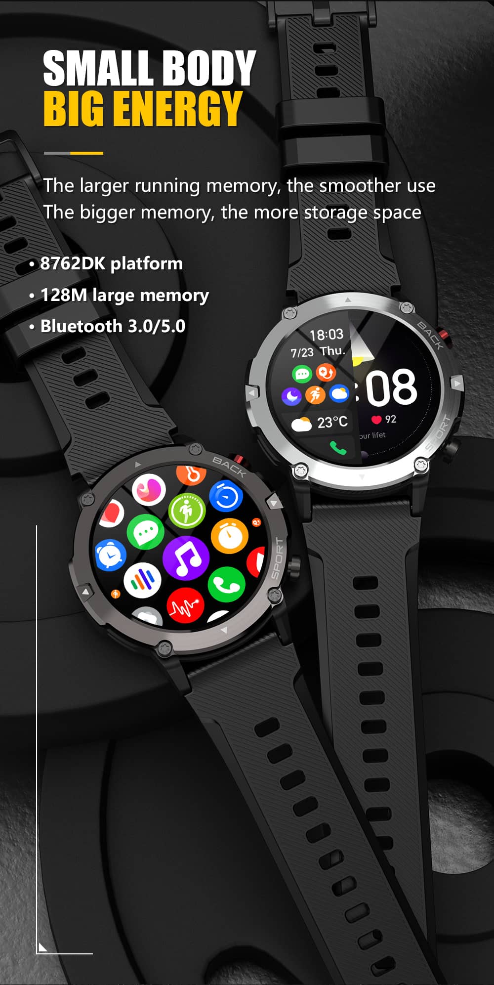 Findtime Smart Watch Bluetooth Calling Blood Pressure Heart Rate Monitor Drop and Smash Resistance