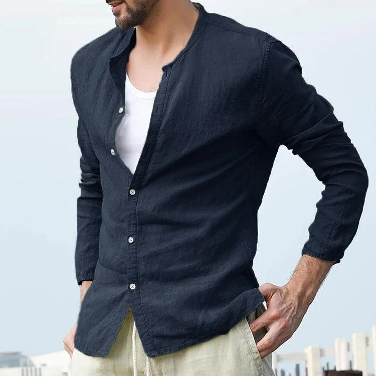 Men's Spring Casual Long Sleeve Cotton Shirt