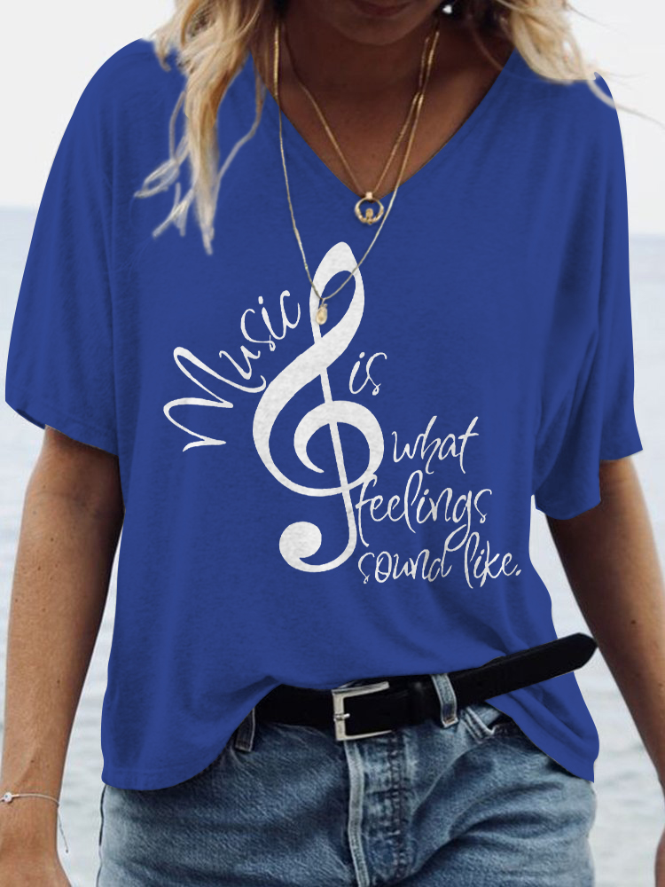 Summer Sheet Music V Neck Comfy T Shirt