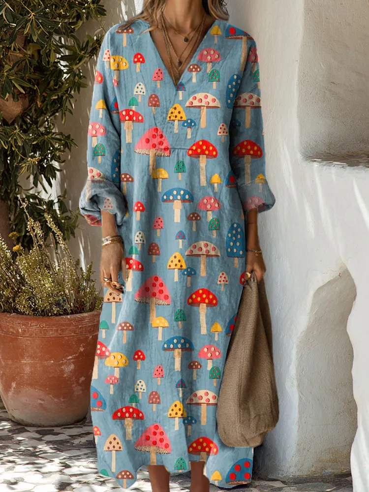 Women's Mushroom Simple Art Print Dress