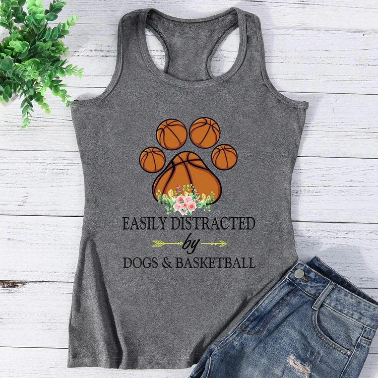 Easily distracted by dogs and basketball Vest Top-Annaletters