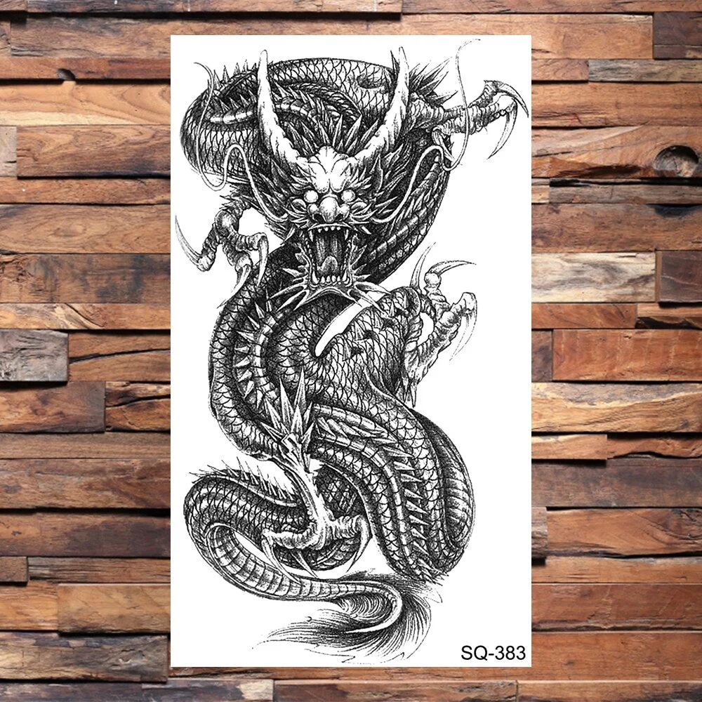 Skull Temporary Tattoos For Adults Men Realistic Tiger Lion Forest Praying Tatoos Vampire Snake Fake Tattoo Sticker Body Leg