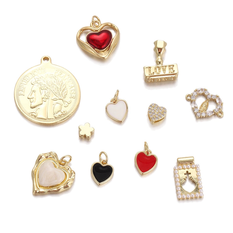 1 Piece 15*13mm Copper Letter Heart Shape Pendant Chain Jewelry Accessories