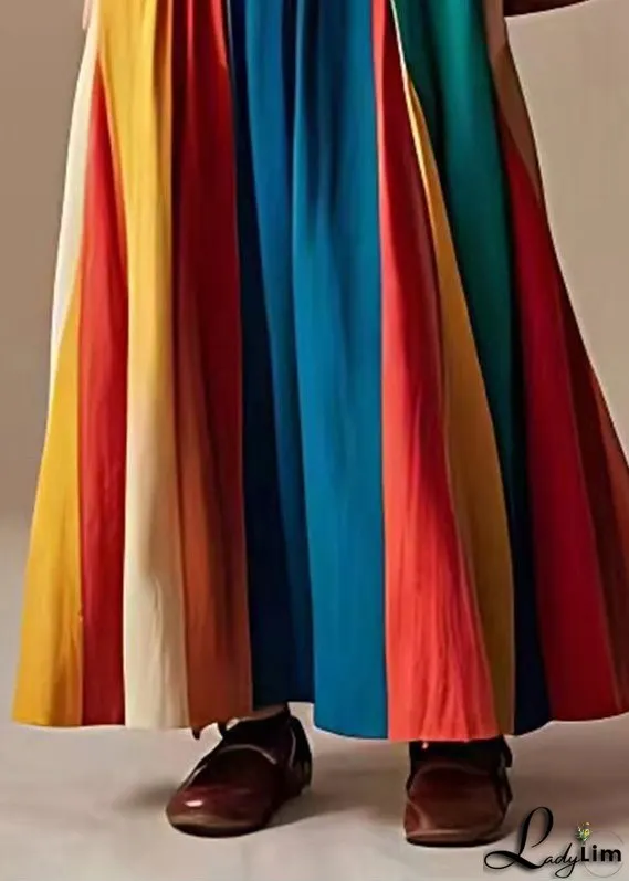 Boho Green Asymmetrical Patchwork Cotton Maxi Dress Summer