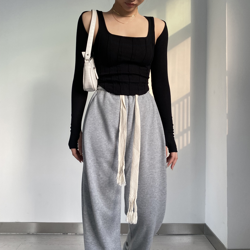 Ootddress Women Striped Stitching Slim T-shirt Female 2 In 1 Shrug Set Co-ord Crop Shrug And Corset Tank Tops Set Y2k Streetwear New