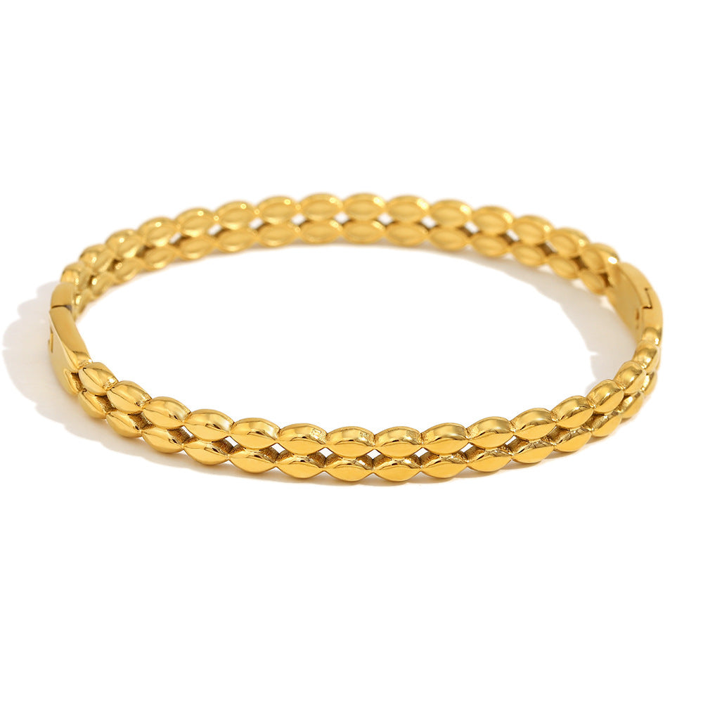 Simple And Versatile Personality Water Drop Bracelet Stainless Steel Plated 18K Gold Flower Large Chain Bracelet For Women