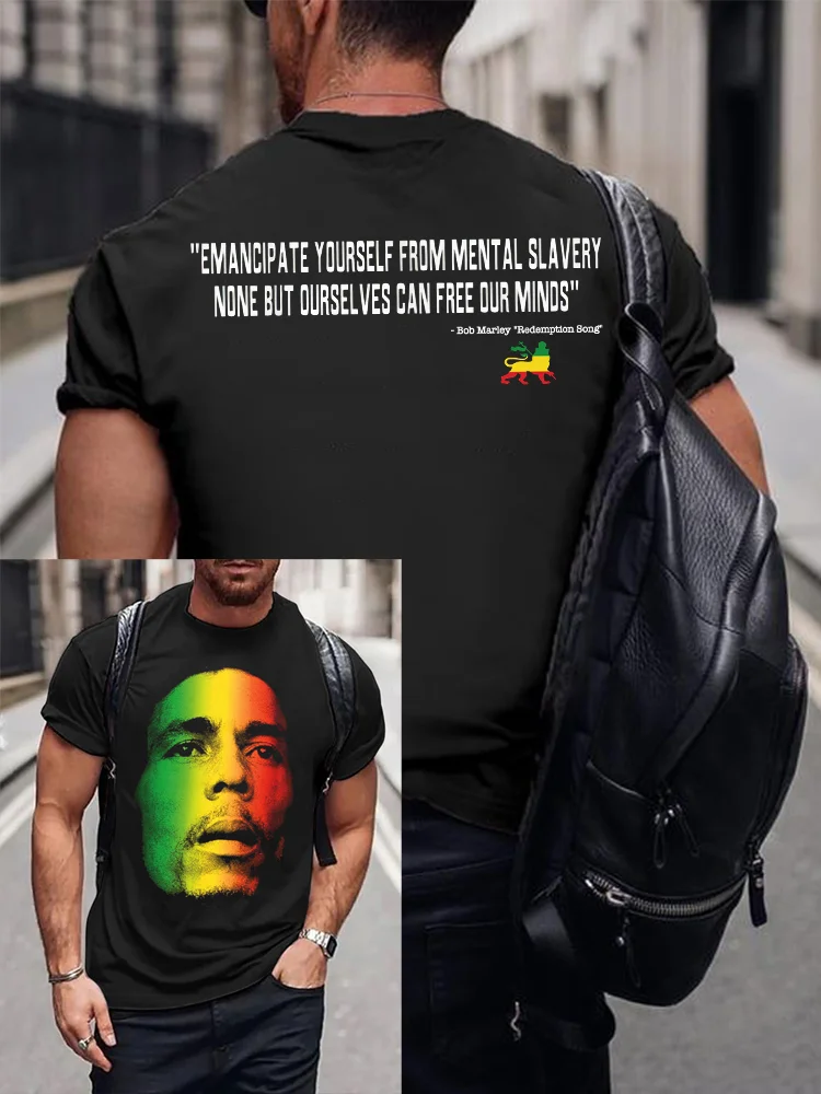 Men's Bob Marley Emancipate Yourself From Mental Slavery Print T-Shirt