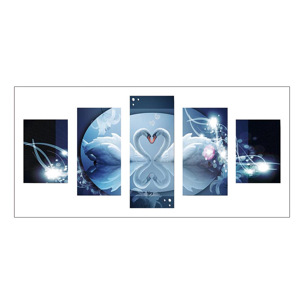 

95*45CM - Multi-picture Round Drill Diamond Painting - 5pcs Swans, 501 Original