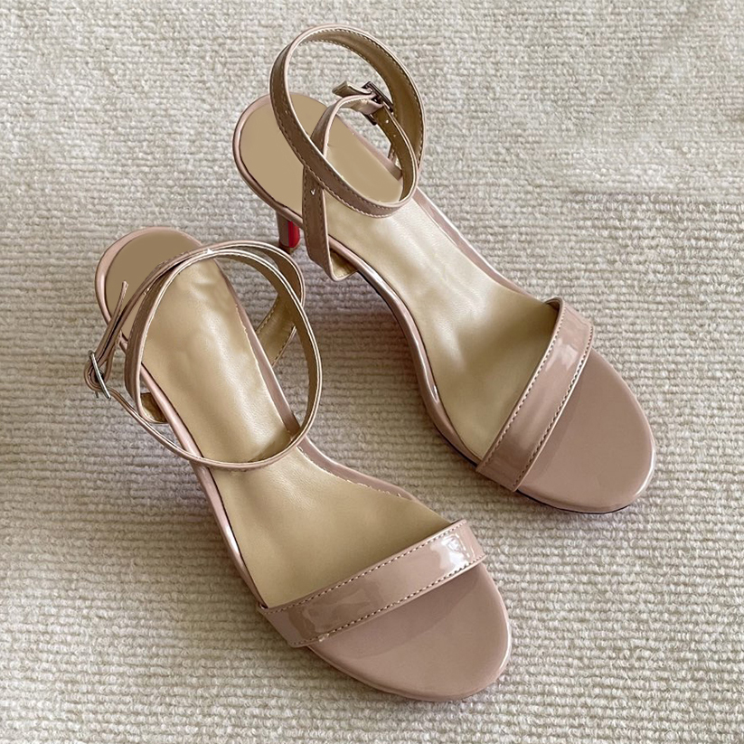 65mm Women's Sandals Red Bottom High Heels Open Toe Ankle Strap Shoes Sandals-MERUMOTE