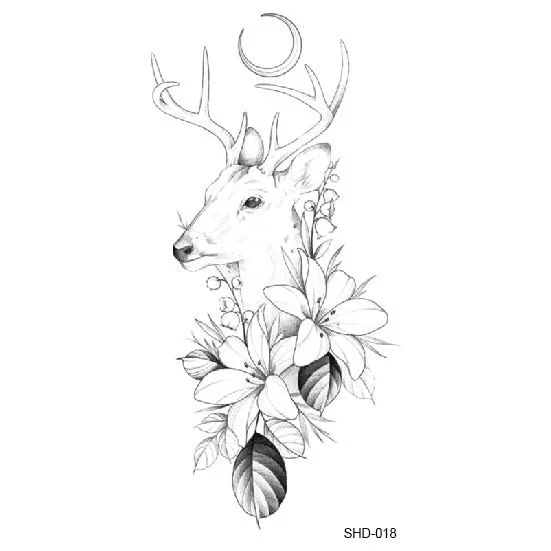 Waterproof Temporary Tattoo Black Sketchs Flowers Animal Tattoo Stickers Flash Fake Body Tattoos for Women tatuajes temporales