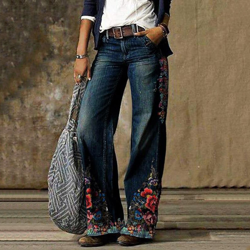 Vintage Casual Print Jeans wearshes