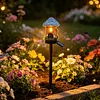 LED Solar Fairy-Tale Mushroom Cottage Garden Light Auto On/Off Resin Mushrooms Ground Decor Lights Weather-Proof Solar-Powered Resin Mushrooms Statue Lamp for Yard Patio Pathway Lawn Flower Bed