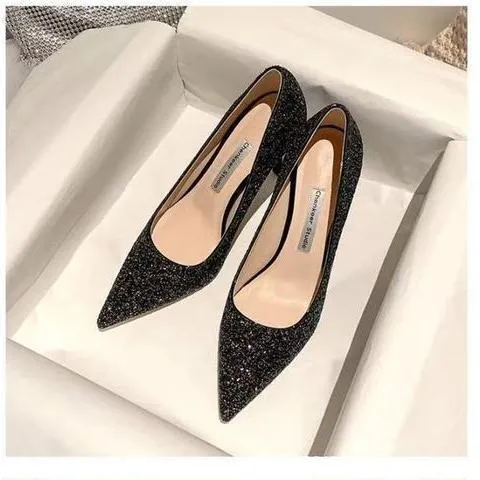 Breakj Breakj Shoes Women 2023 New Autumn Wedding Fine Heel High Heels Crystal Shoes Bridesmaids Bridal Shoes Winter Silver Glide