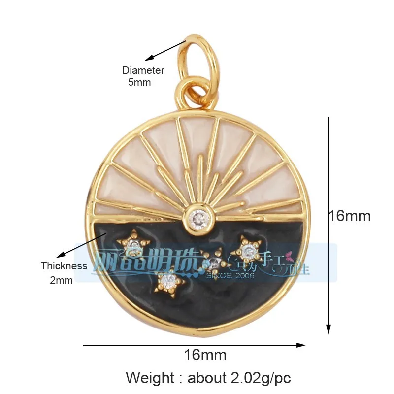 1 Piece 12 * 23mm 15*15mm 5*12mm Hole 5~5.9mm Half 925 Silver Zircon Sun Moon Pendant Jewelry Accessories