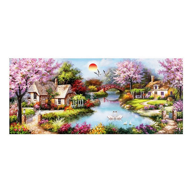 Garden Cottage - 11CT 3 Strands Threads Printed Cross Stitch Kit - 153x80cm(Canvas)