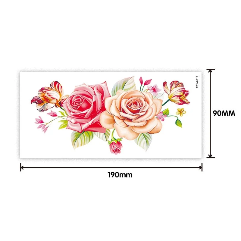 Waterproof sweat female flower tattoo sticker Ladies flower rose peony plum blossom tattoo sticker