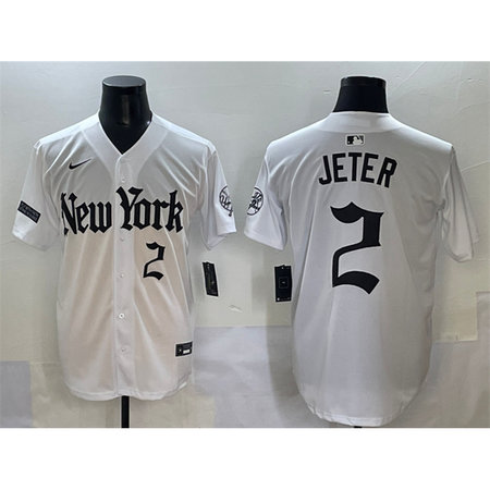 Youth New York Yankees #2 Derek Jeter White "Gothic Legacy Edition" Vapor Premier Limited Stitched Baseball Jersey L1UT