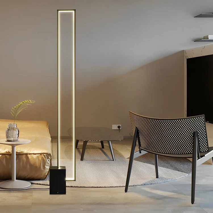 Rectangular Minimalist Stepless Dimming LED Black Nordic Floor Lamp