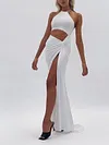 Empire Split-Side Halterneck Maxi Dress