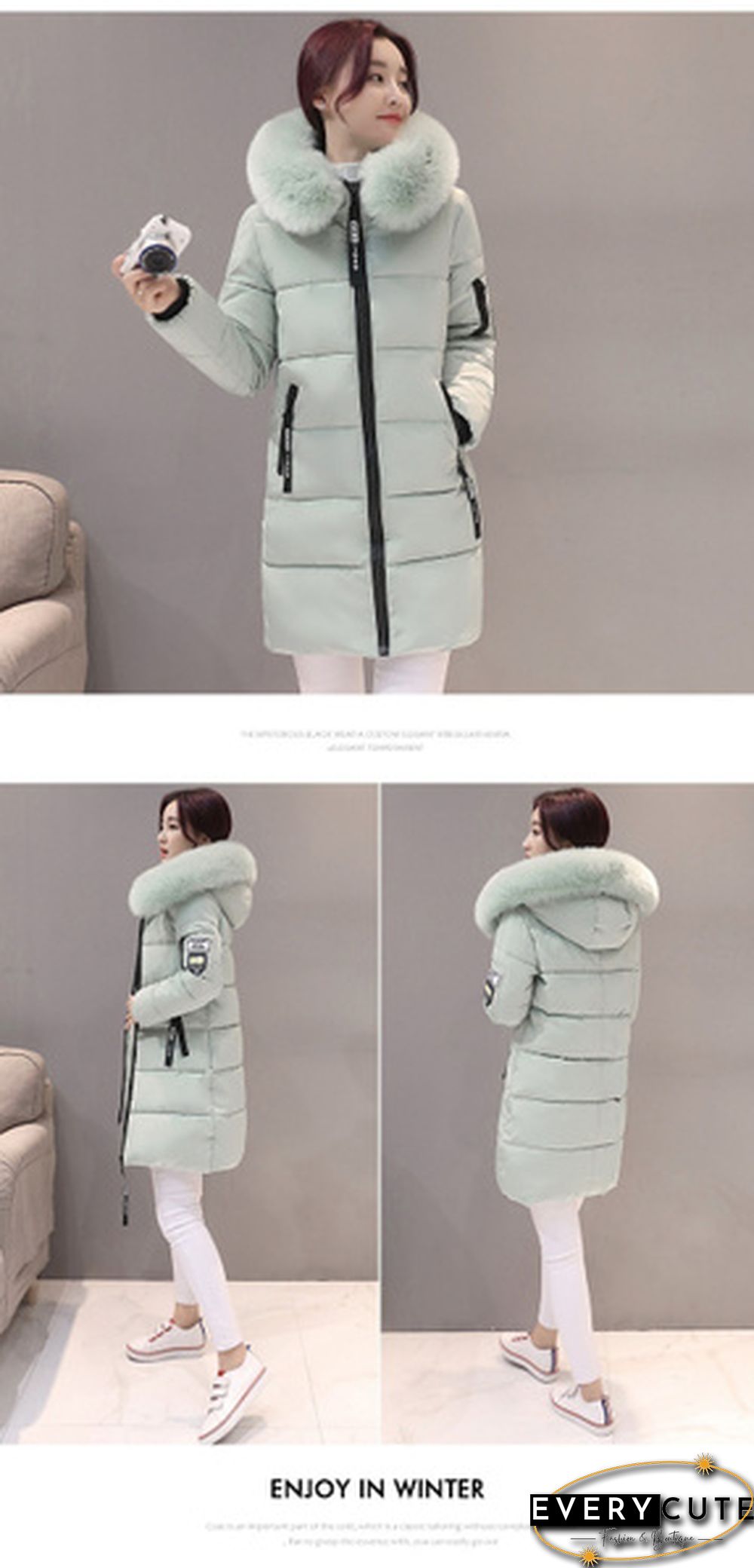 Winter Warm Long Coats Women Fashion Winter Long Fur Hooded Cotton Cotton-padded Jacket Warm Puffer Coats Jackets Warm Parkas