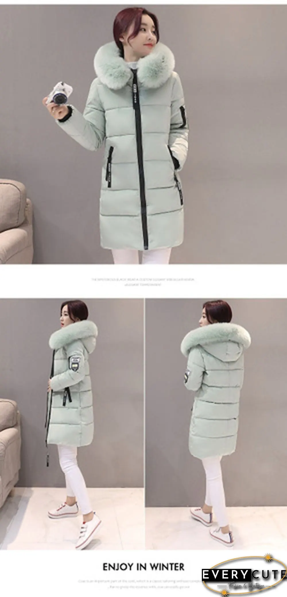 Winter Warm Long Coats Women Fashion Winter Long Fur Hooded Cotton Cotton-padded Jacket Warm Puffer Coats Jackets Warm Parkas