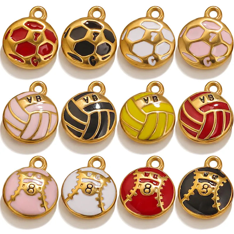 1 Piece 13.5*17mm 304 Stainless Steel Volleyball Baseball Football Pendant Jewelry Accessories