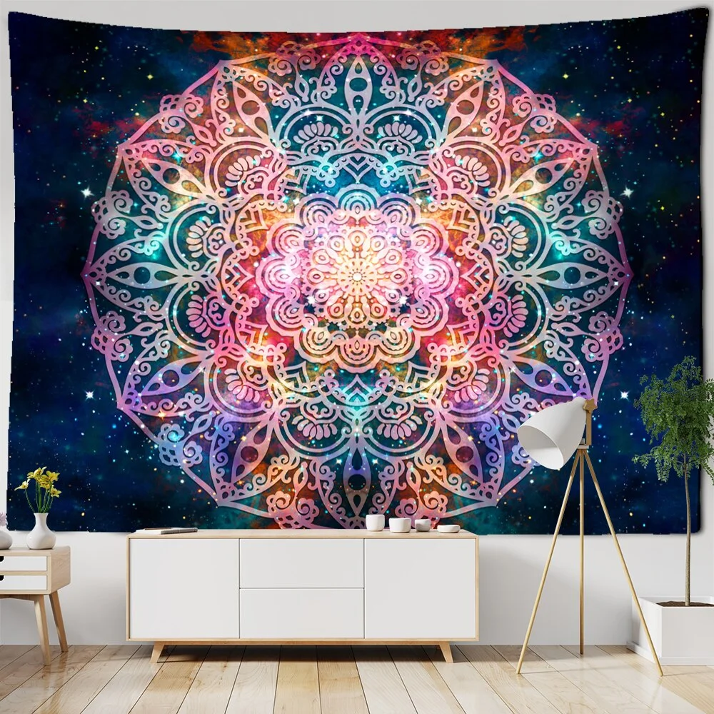 Starry Sky Mandala Tapestry Wall Hanging Psychedelic Witchcraft Abstract Hippie Tapiz Bohemian Home Decor