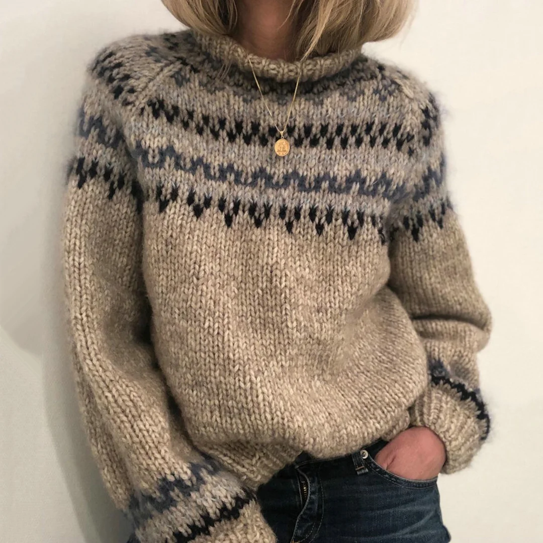 High Neck Tribal Geometry Casual Comfy Knitwear