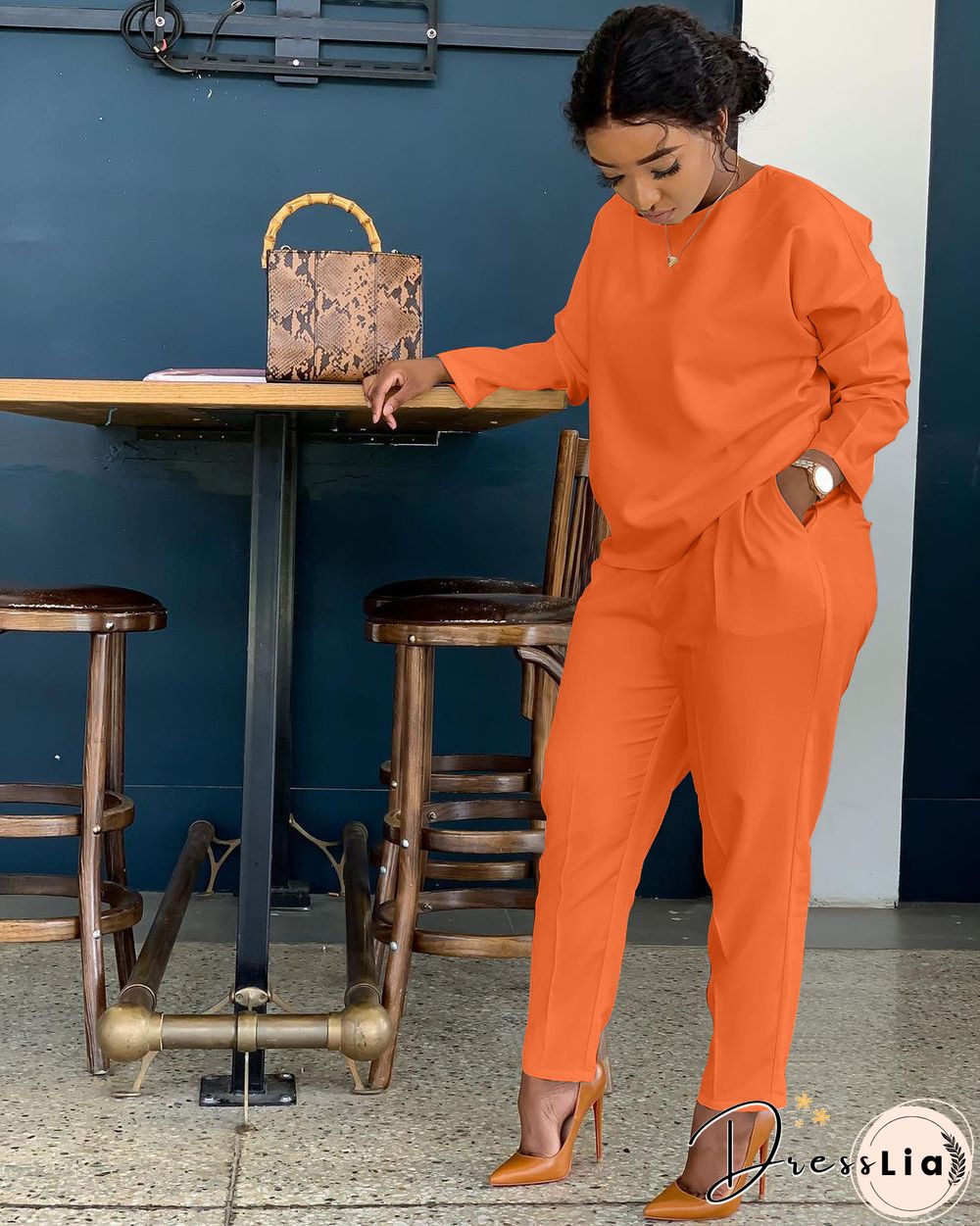 Long Sleeves T shirt Sportswear Two Piece Pants Set