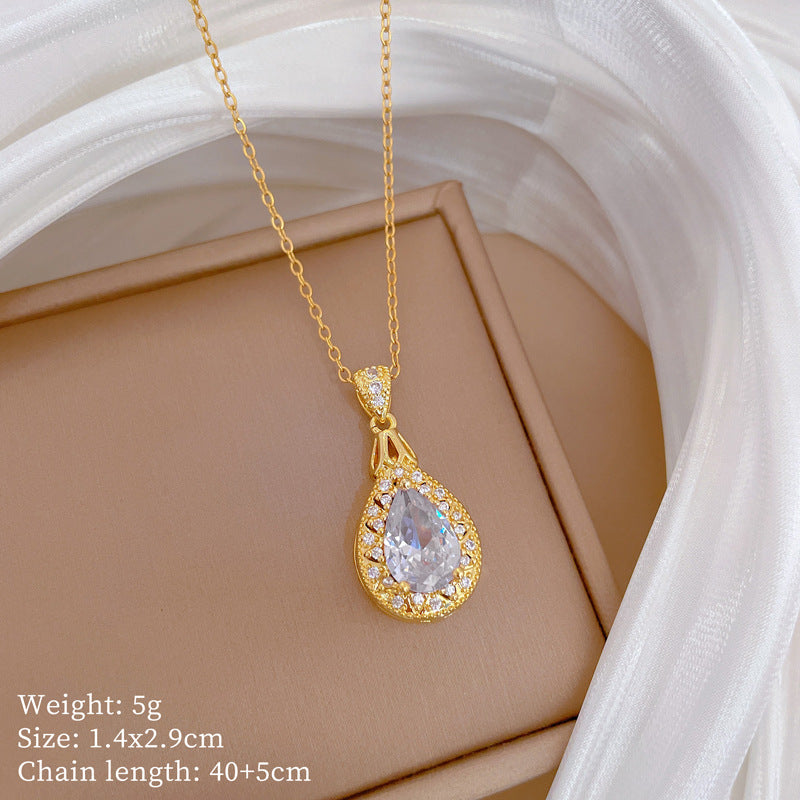 Copper Micro-Inlaid Necklace For Women Copper Micro-Inlaid Real Gold Electroplating Simple Ins Exquisite Clavicle Chain Neck Chain