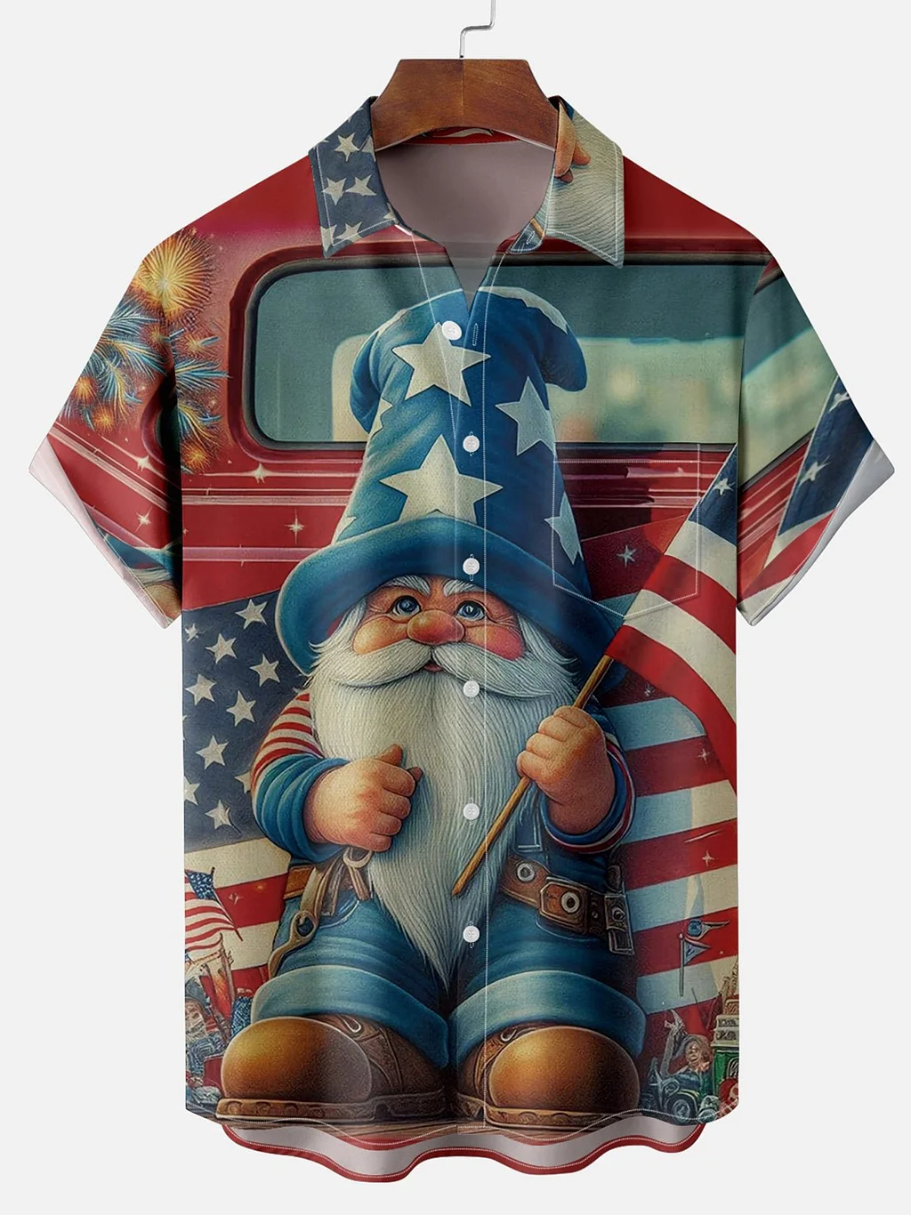 Men's Independence Day Short Sleeve Print Shirt PLUSCLOTHESMAN