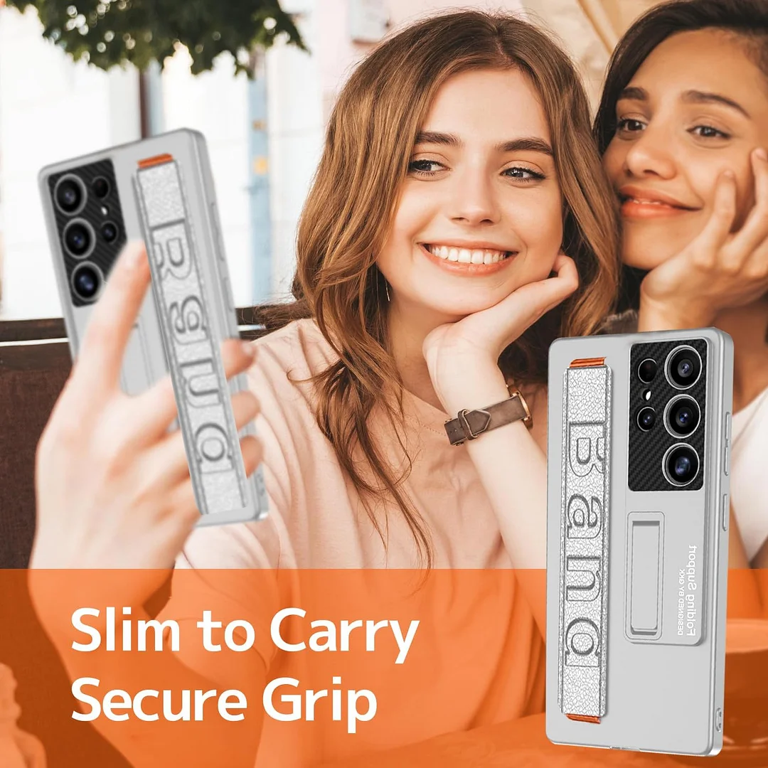 Suitable for S26 Ultra phone case, ultra-thin stand, elastic wrist strap, precision hole, shockproof protective case