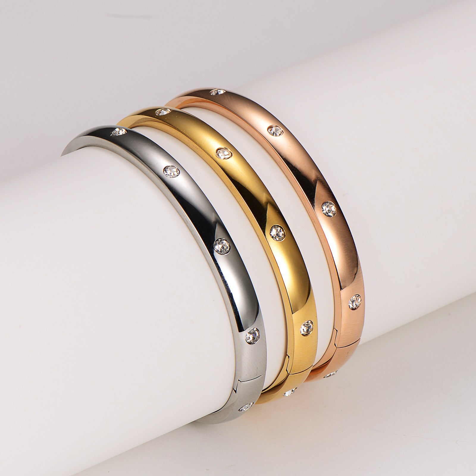 Expressive Tennis / Diamond Line Stainless Steel Electroplating Bangles