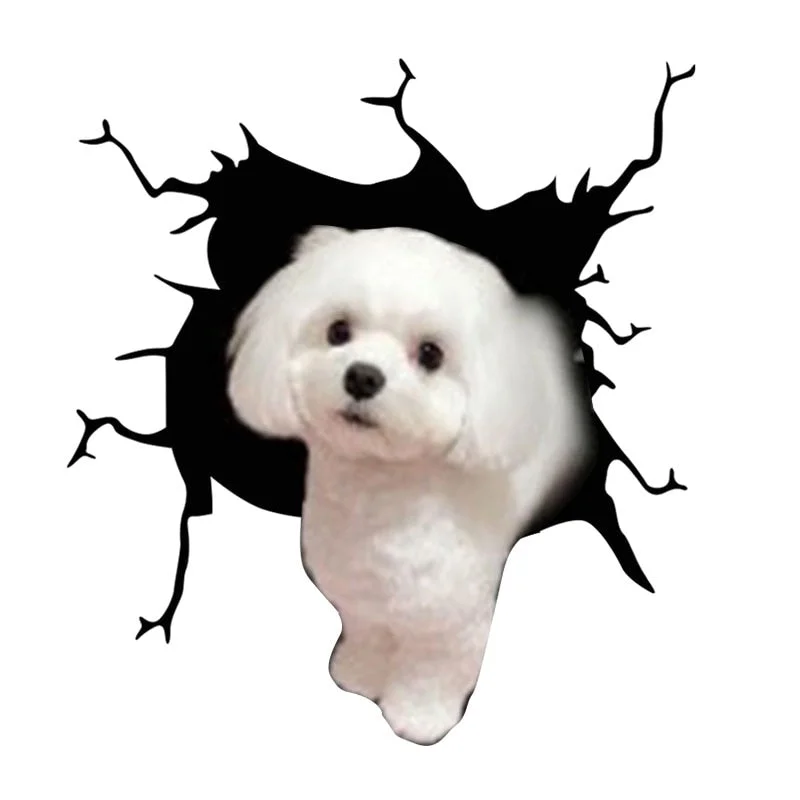 Electrostatic Glass Film Simulation Funny Car Window Sticker Dog Creative Broken Car Decorative Window Painting Waterproof