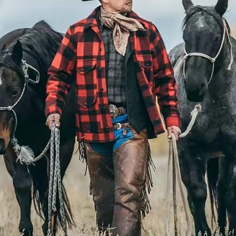 Stylish Retro Western Check Jacket