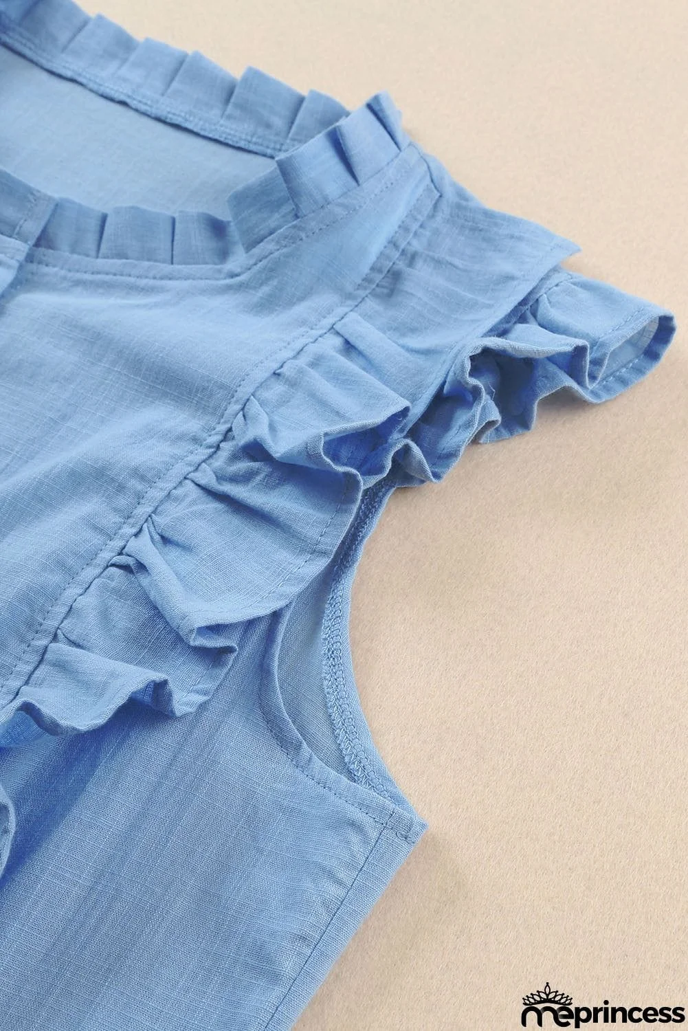 Round Neck Ruffled Cap Sleeve Shirt