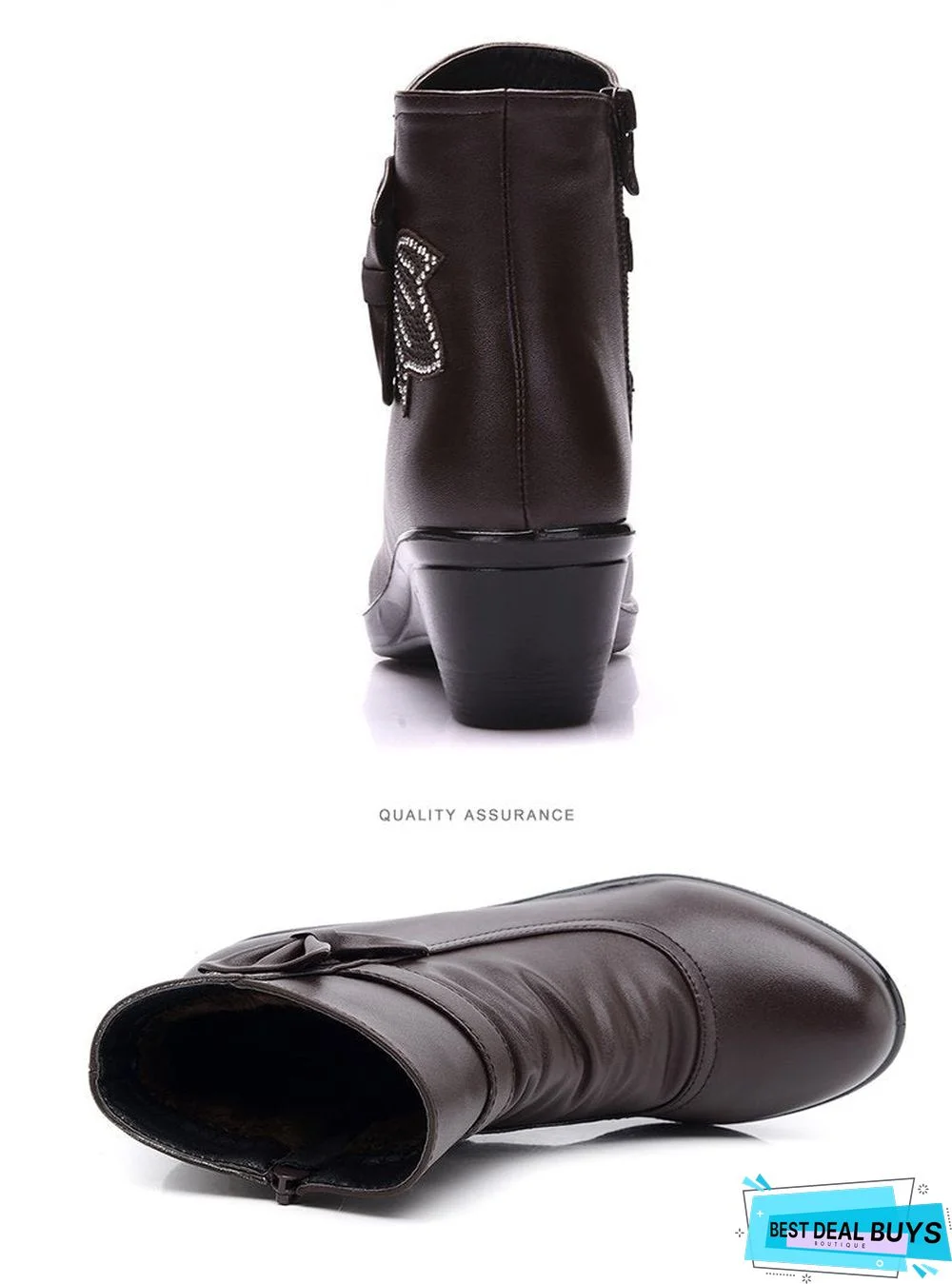 Women Butterfly-Knot Shoes Winter Boots Short Plush Fashion Zip Ankle Boots