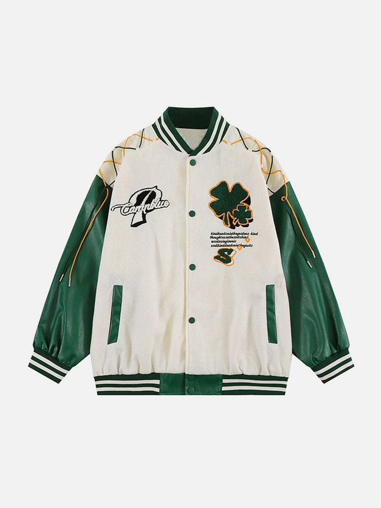 Vintage Flock Print Varsity Jacket