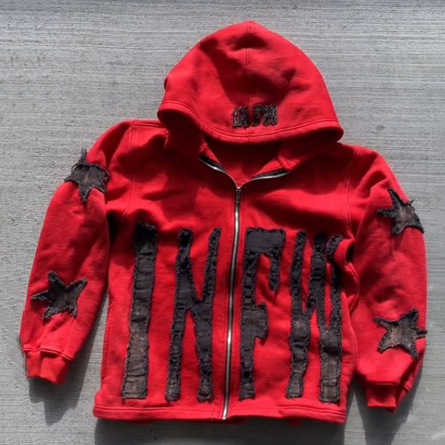 Lucky patch casual street zip hoodie