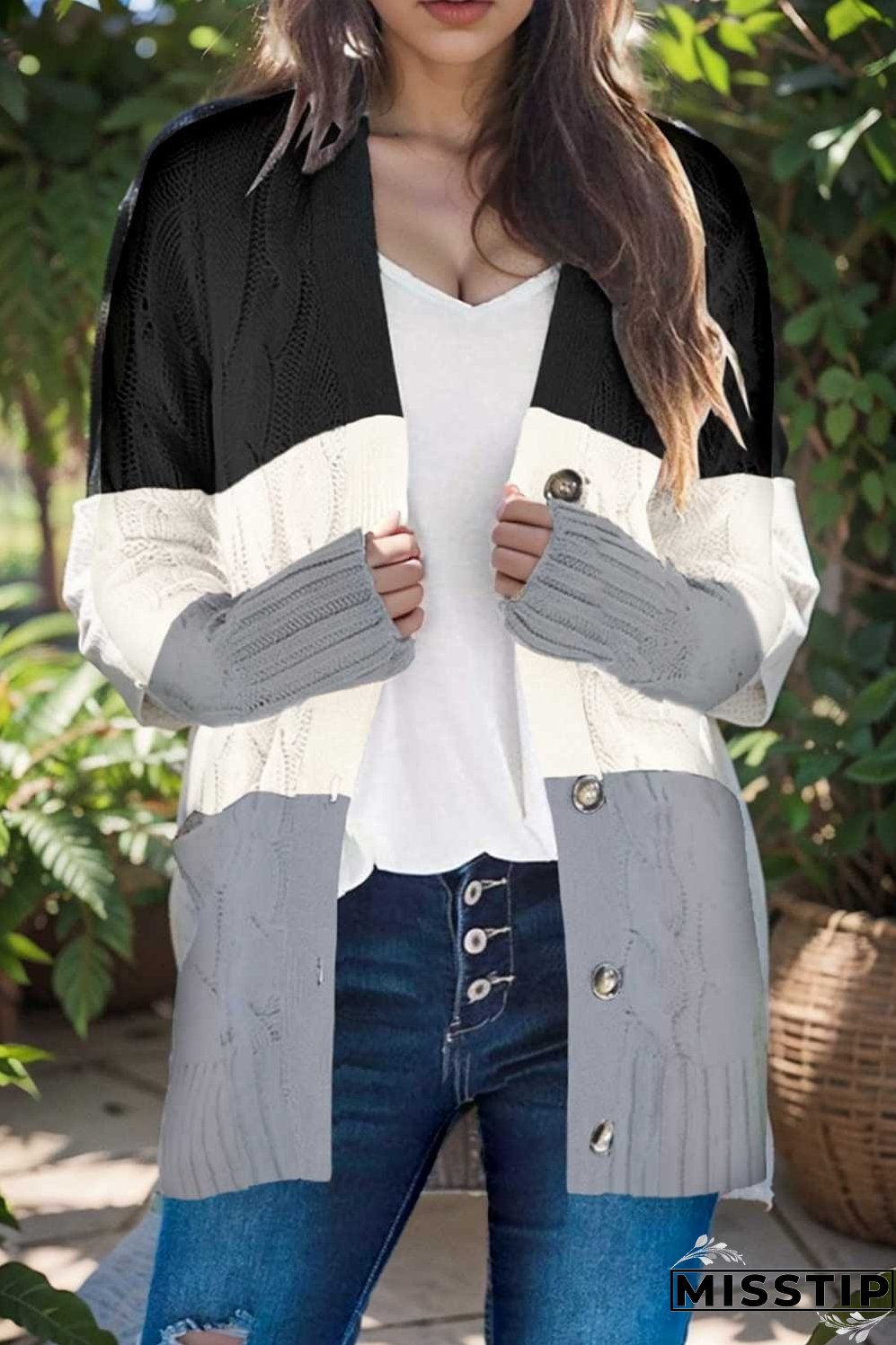 cozy cable knit button front long sleeve cardigan