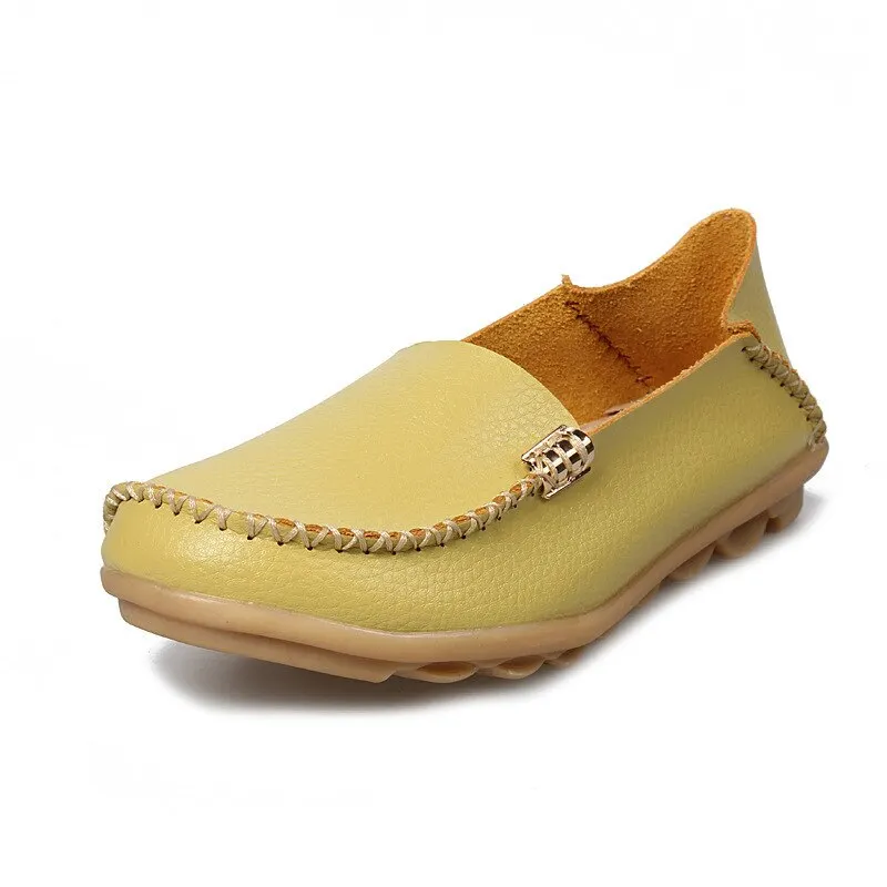 Women Flats Shoes Slip On Genuine Leather Loafers For Women's Moccasins Loafers Flats Ladies Shoes Plus Size Sapato Feminino