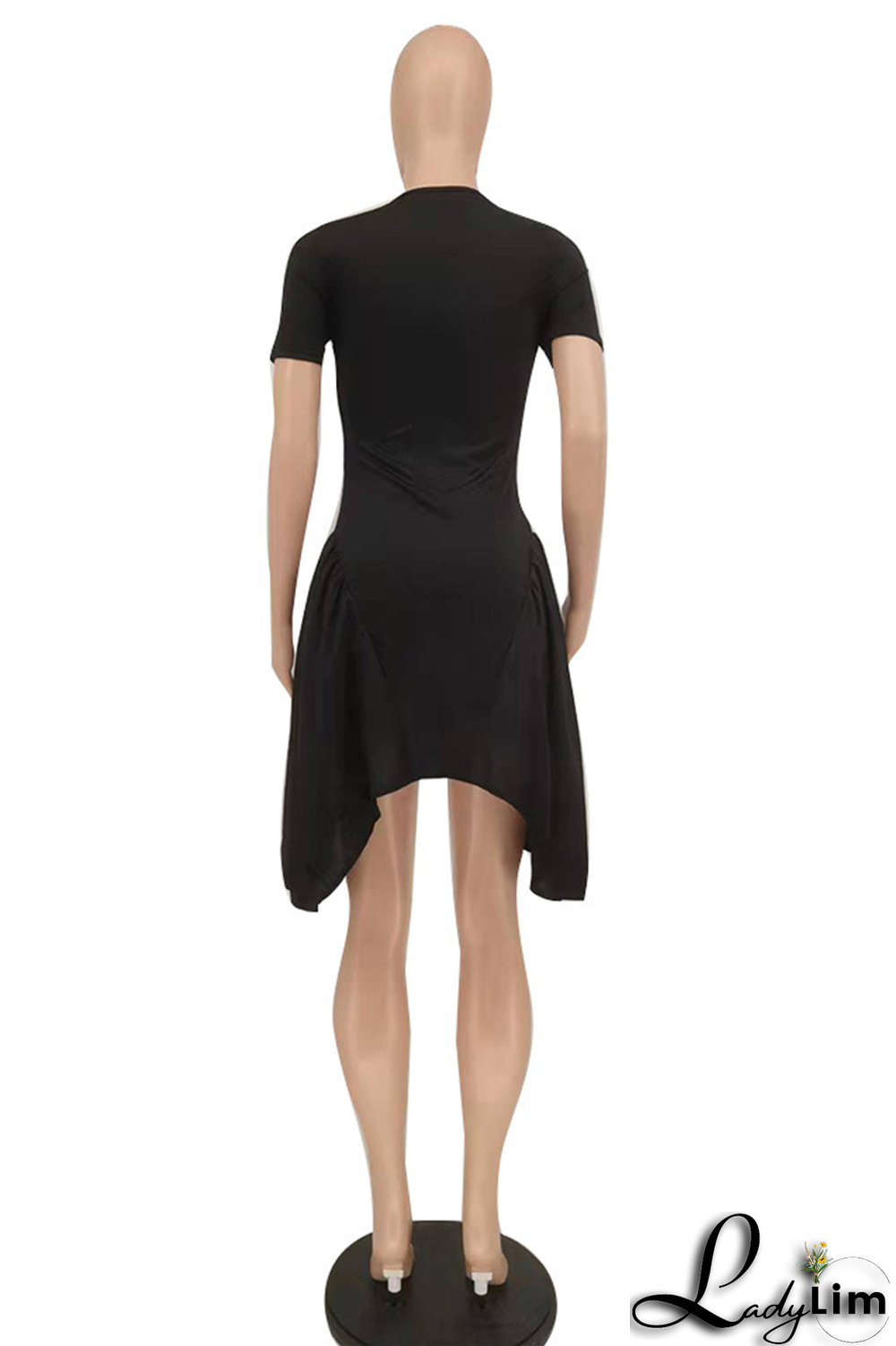 Orange Fashion Print Patchwork O Neck Irregular Dress Dresses