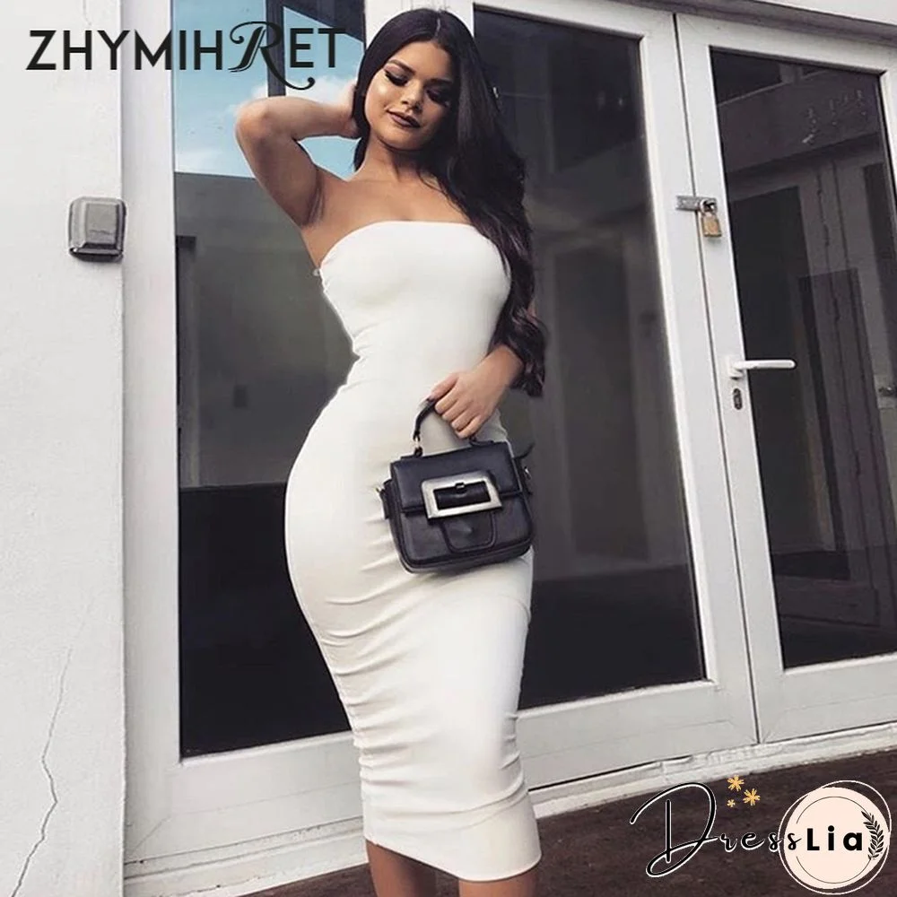 ZHYMIHRET Elegant Red Skinny Tube Dress Strapless Long Sexy Dress Backless Bandage Dress Party Night Off Shoulder Vestidos Femme