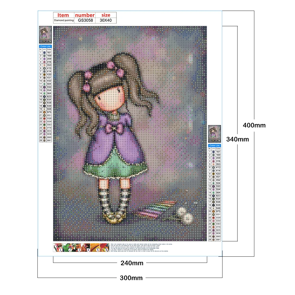 5D DIY Full Round Drill Diamond Painting Grace Doll Home Decoration (GS3058 )