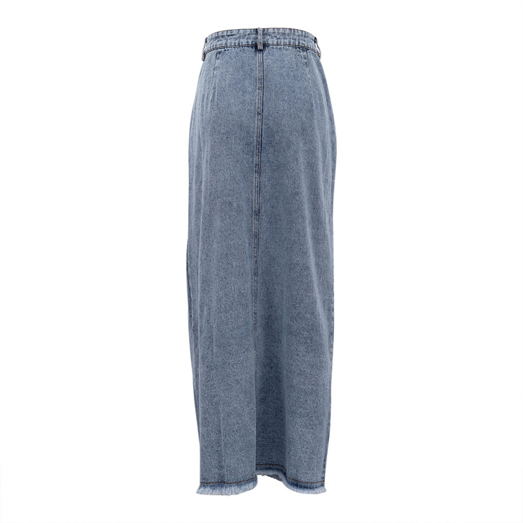 Ootddress 2025 New Casual High Waist Denim Skirts Women Spilt Out Maxi Jean Skirt Summer Holiday Long Skirts