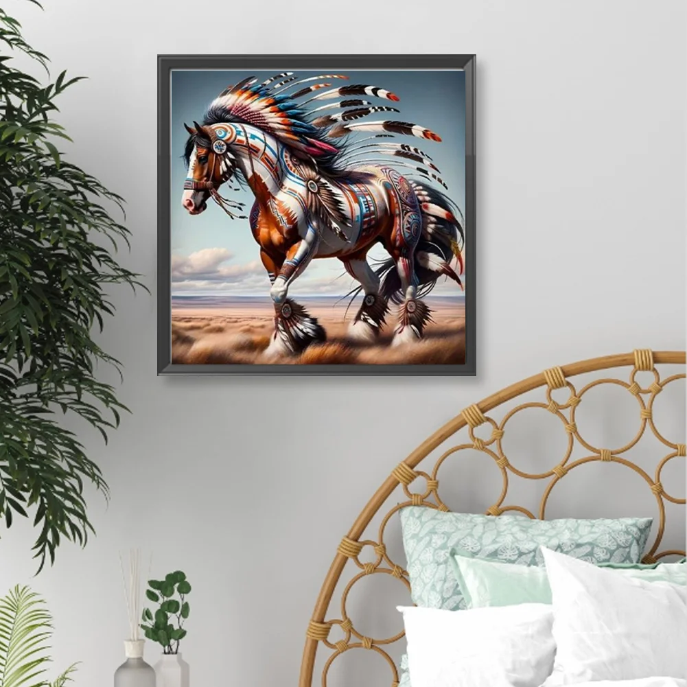 Diamond Painting - Full Round Drill - Indian Horse(Canvas|40*40cm)