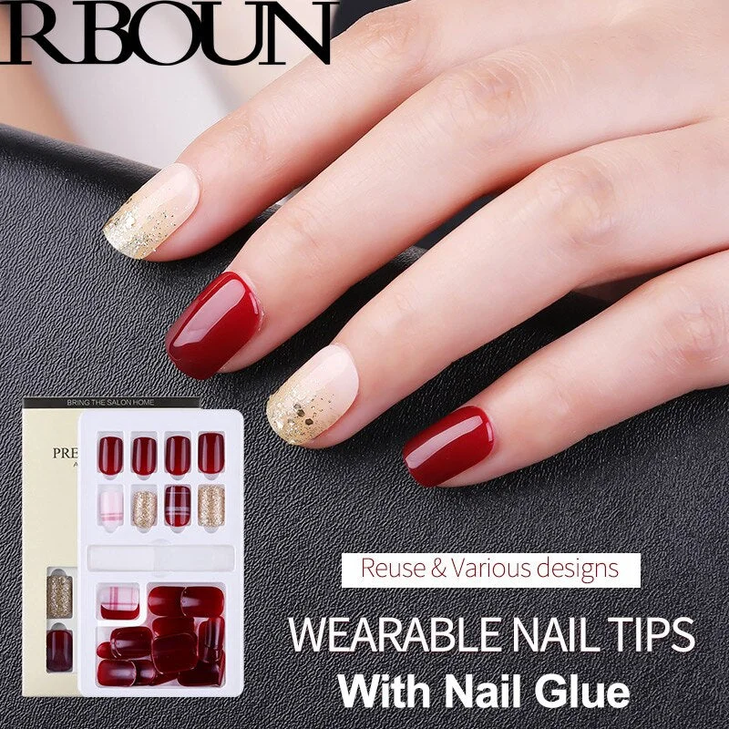 30pcs False Nail Artificial Tips Set Full Cover for Short Decoration Press On Nails Art Fake Extension With Glue detachable-Nail Inspo