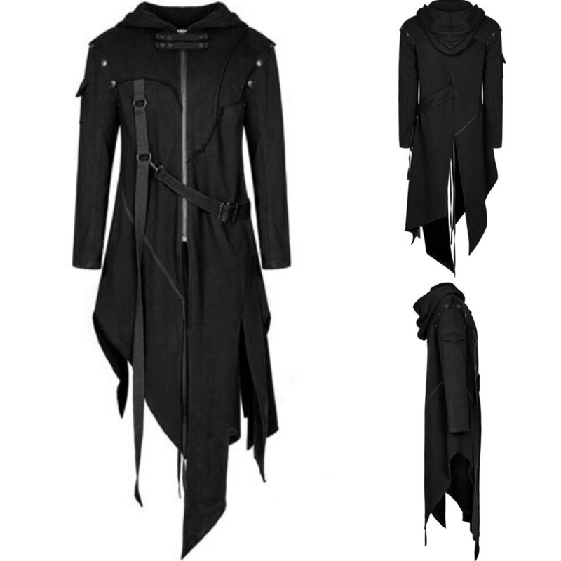 Goth Punk Function Hooded Irregular Windbreaker Coat / TECHWEAR CLUB / Techwear